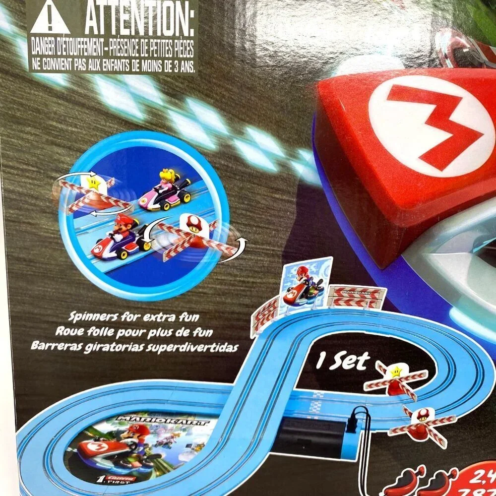 Carrera First Mario Kart Racing Set Featuring Mario and Peach Super Mario